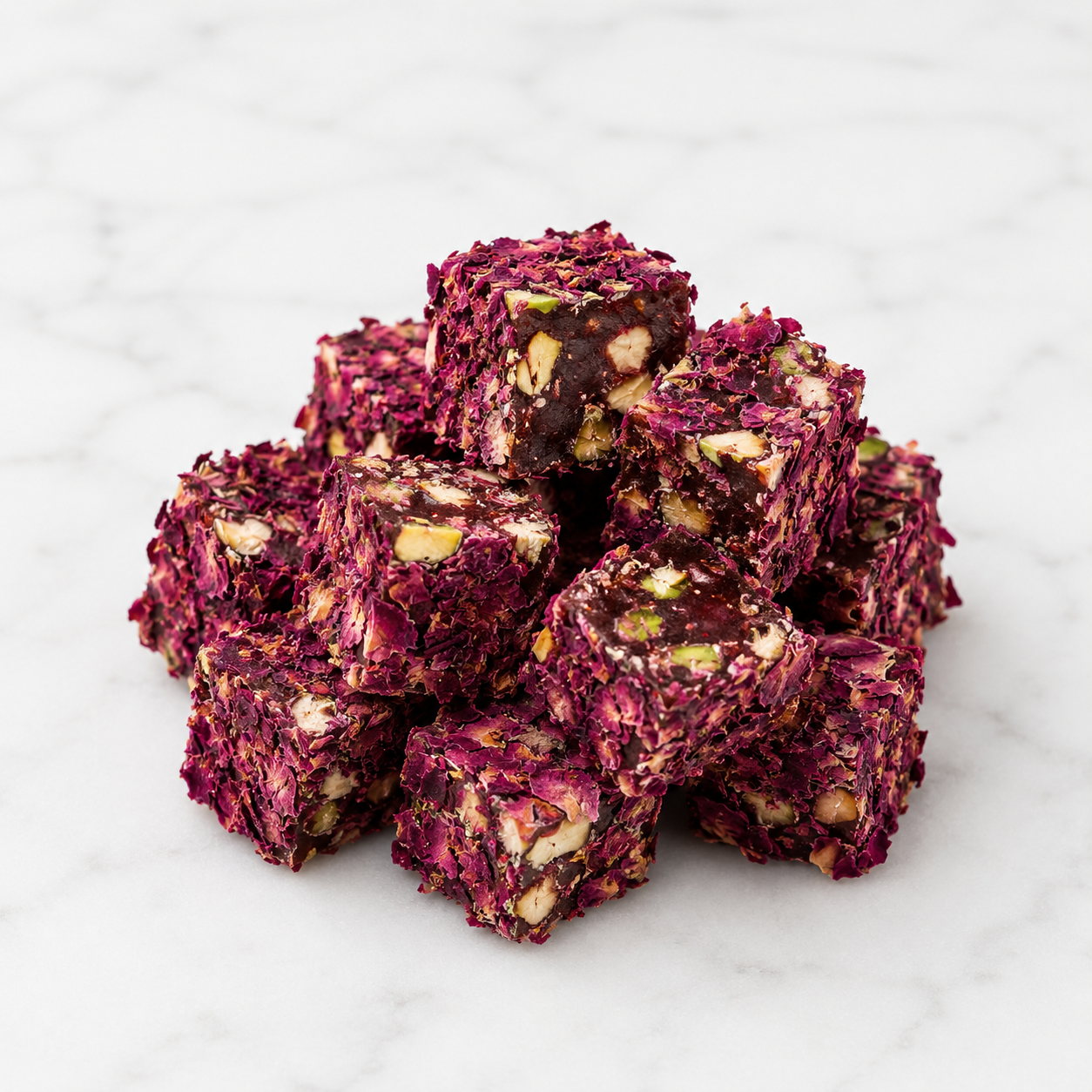 Luxury Pistachio Double Turkish Delight with Rose Petals and Pomegranate