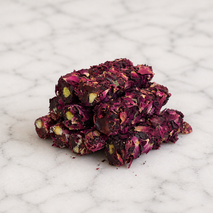 Finger Turkish Delight with Pomegranate and Rose Leaves