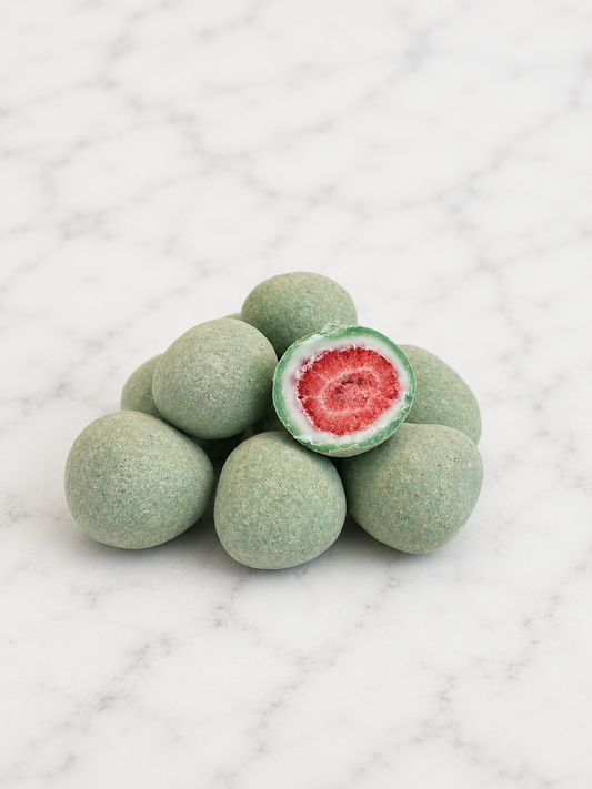 Aardbei Matcha Chocolade Drajes