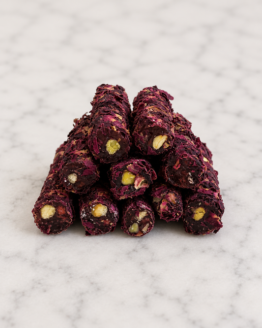 Vinger Turks fruit met Granaatappel en Rozenblaadjes