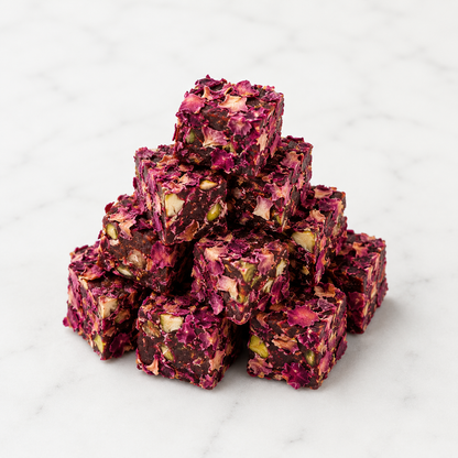 Luxury Pistachio Double Turkish Delight with Rose Petals and Pomegranate