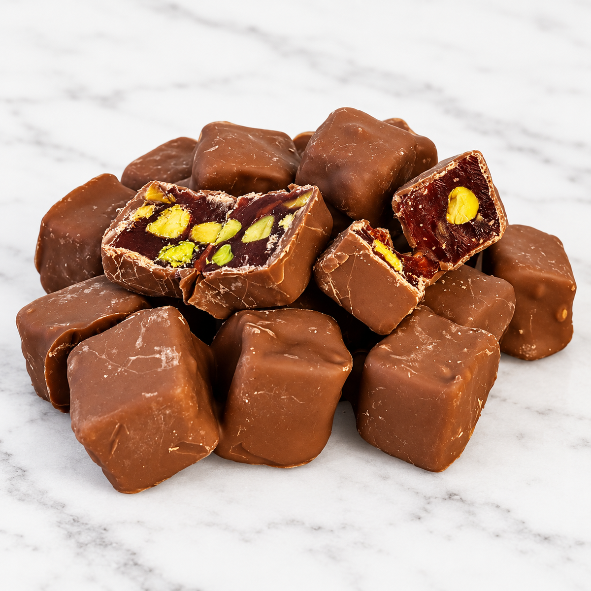 Chocolade-overgoten pistache Turks fruit